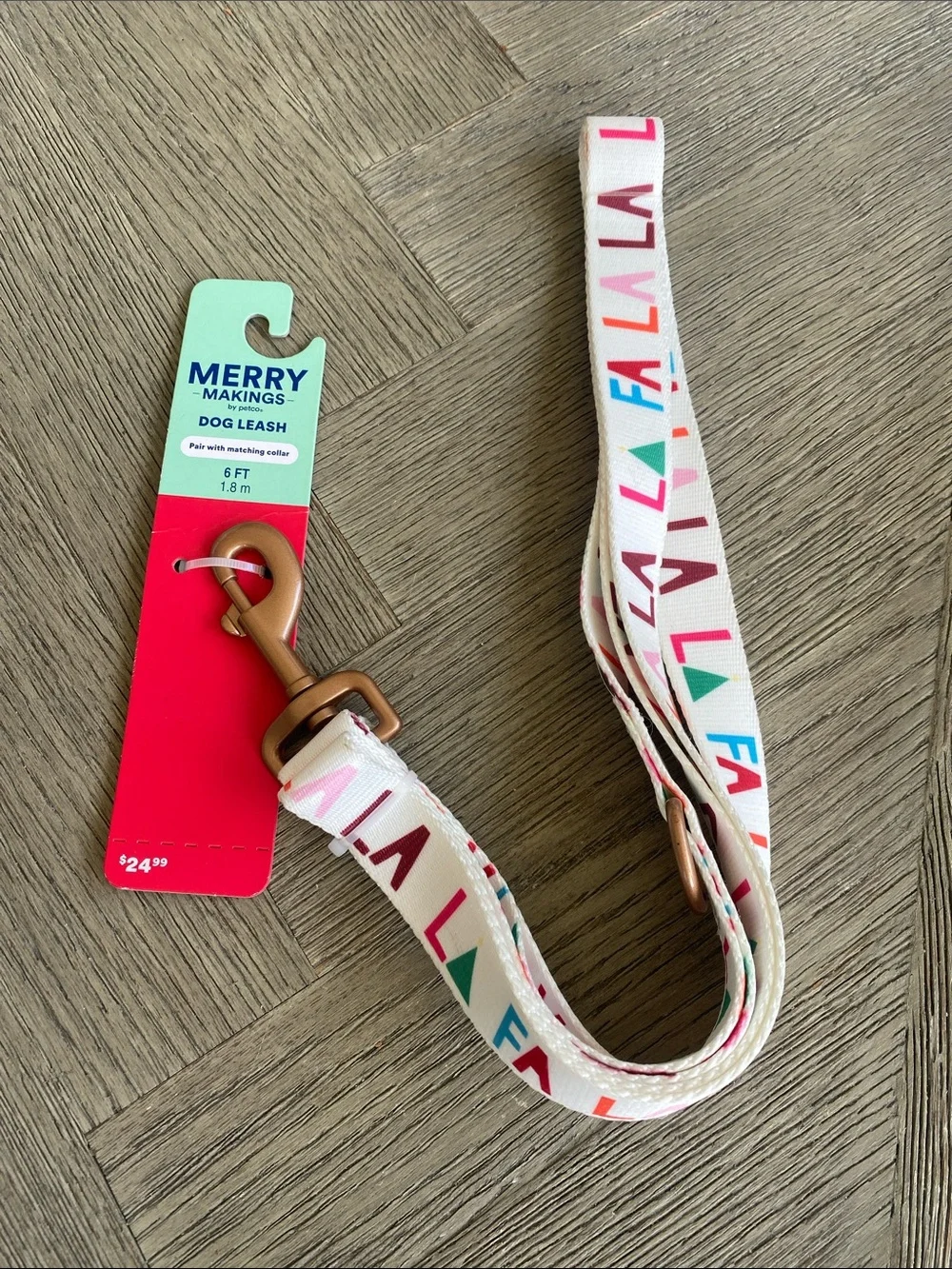 Merry Makings FA LA LA LA Christmas Dog Leash 6 Feet NWT